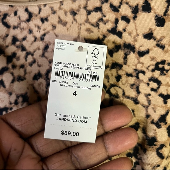 Lands’End NWT Soft Camel Leopard Dress Size 4 - Picture 3 of 8